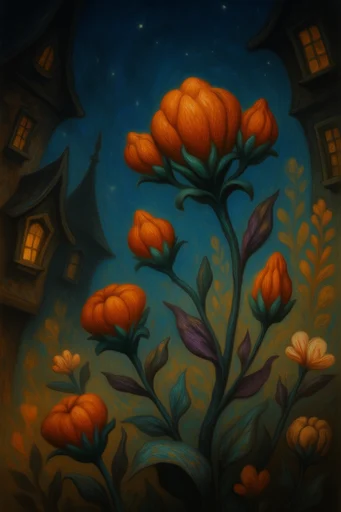 Nocturnal Storybook Surrealism style reference image — surreal cosmic atmosphere