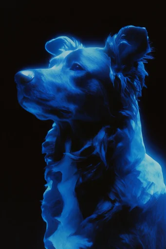 Luminous Cobalt Noir style reference image — heavy film grain