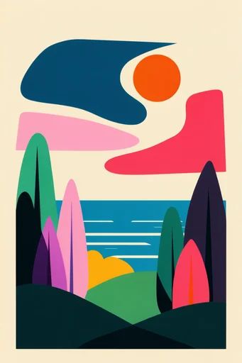 Modernist Paper Cutout style reference image — mid-century modern graphic design