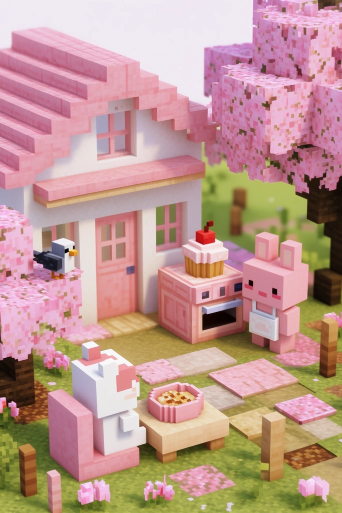 Cozy Pastel Voxel style AI image example 3