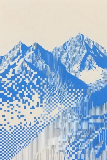 Digital Risograph Minimalism style reference image — digital halftone dithering