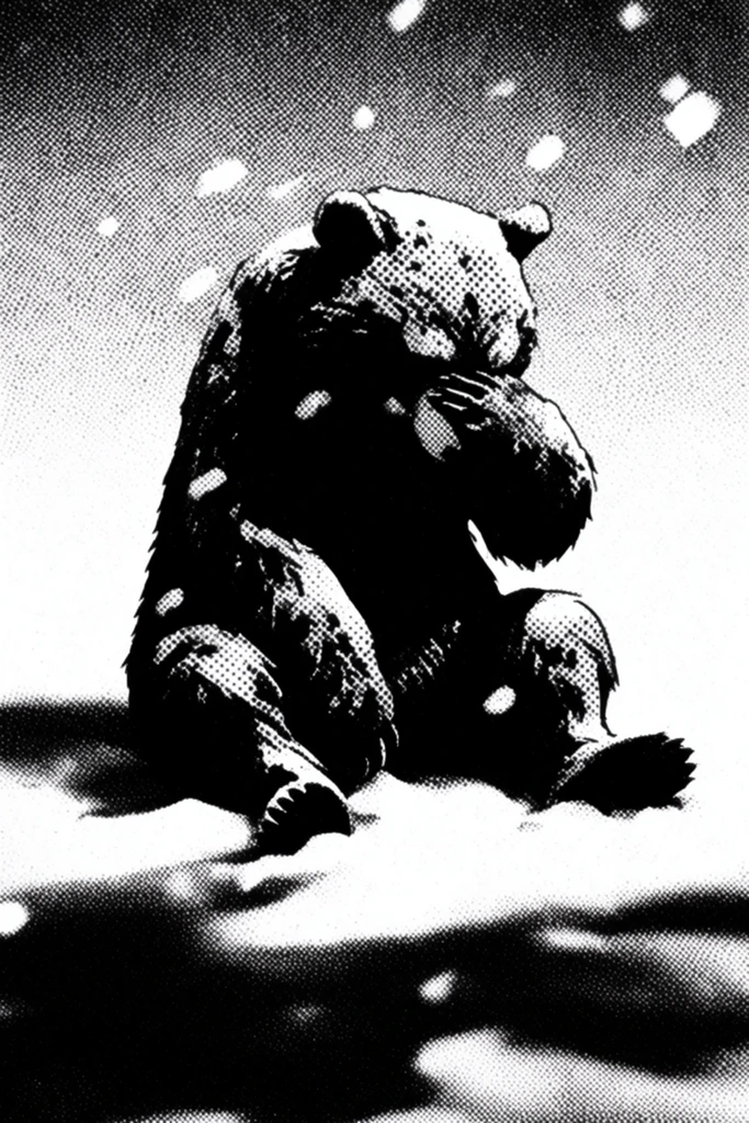 Gritty Analog Halftone style AI image example 3