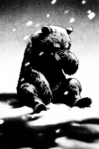Gritty Analog Halftone style reference image — distressed analog print