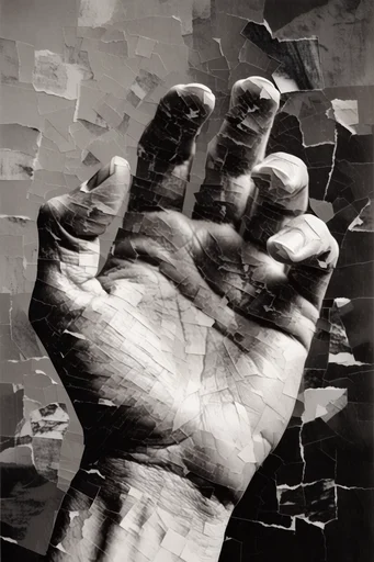 Monochrome Fragmentation Aesthetic style reference image — geometric fragmentation