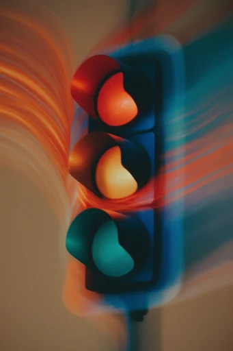 Luminous Kinetic Fluidity style reference image — teal and amber contrast