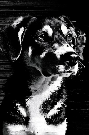 Corrupted Monochrome Noir style reference image — digital decay