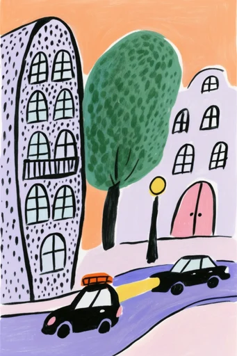 Naive Folk Gouache style reference image — naive gouache illustration