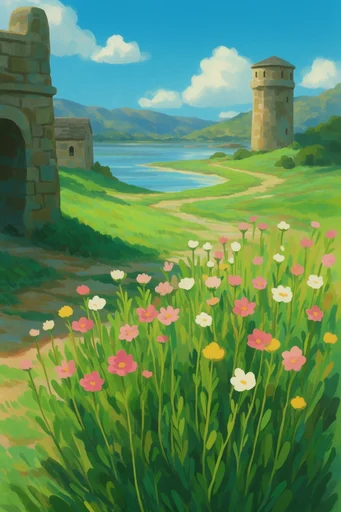 Luminous Painterly Solitude style reference image — nostalgic anime background style