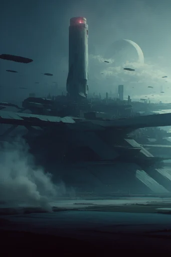 Monolithic Atmospheric Dystopia style reference image — monolithic structures