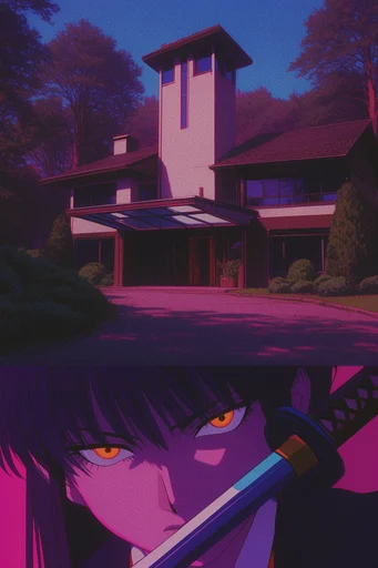 Neon Noir VHS style AI image example 4