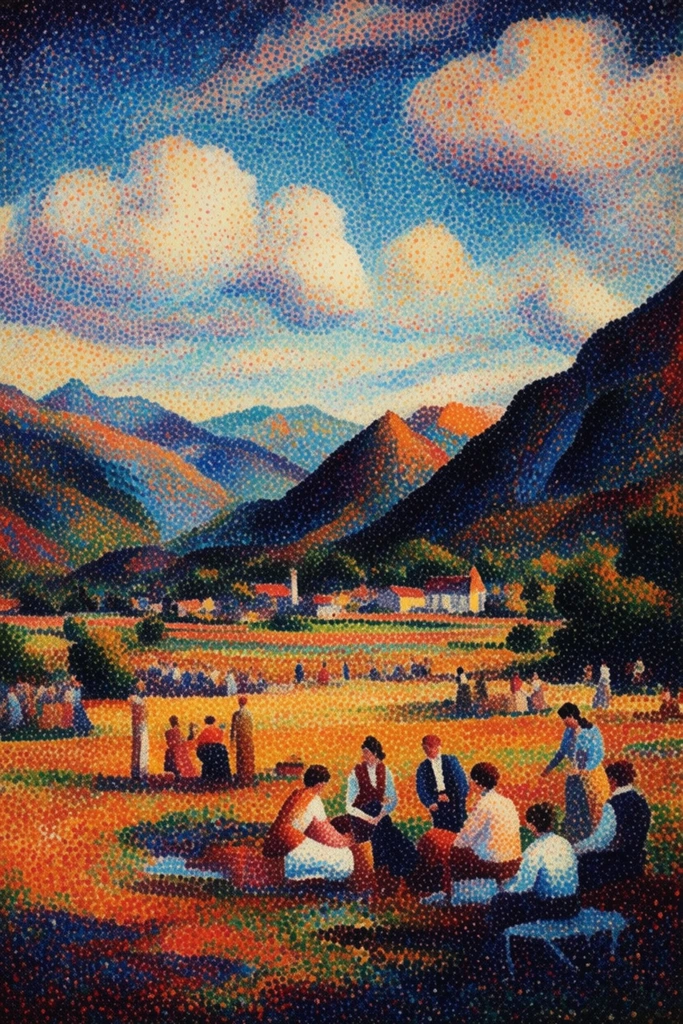 Luminous Chromatic Pointillism style AI image example 2