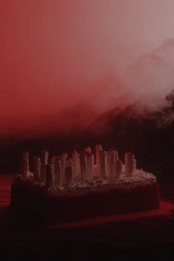 Monochromatic Crimson Noir style reference image — high-contrast lighting