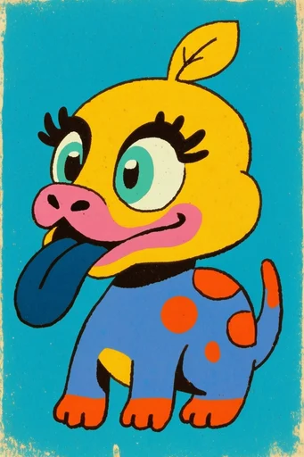 Bold Retro Pop Illustration style reference image — risograph screenprint texture