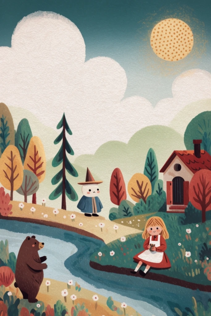 Nostalgic Folk Storybook style AI image example 2