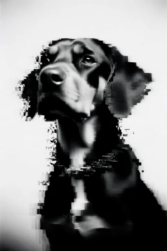 Corrupted Monochrome Glitch style reference image — minimalist composition