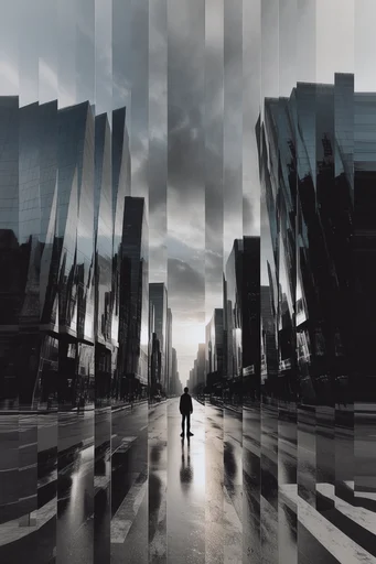 Fragmented Monochrome Surrealism style reference image — fine art grain