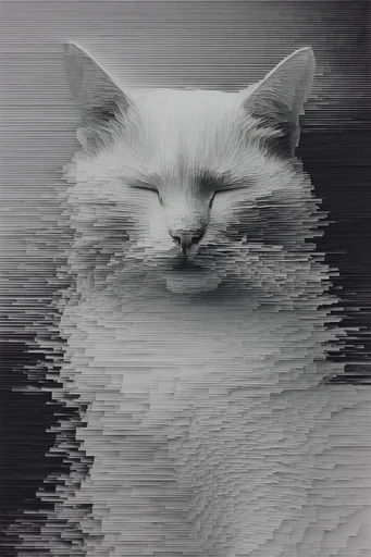 Monochromatic Digital Disintegration style reference image — abstract geometric distortion