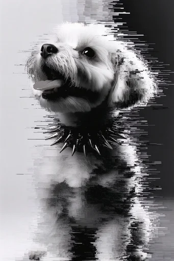 Monochrome Glitch Abstraction style reference image — minimalist datamoshing