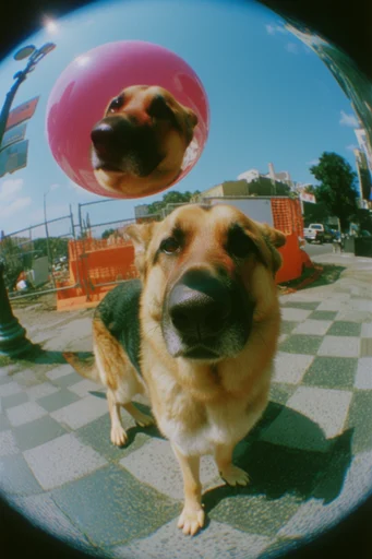 Dynamic Fisheye Surrealism style reference image — Y2K street-style aesthetic
