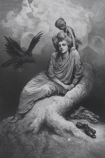 Monochrome Etched Surrealism moodboard — generate AI images in this style