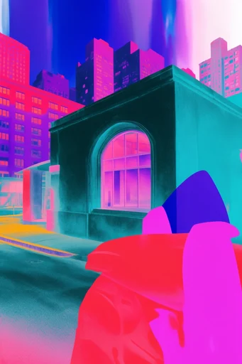 Neon Biomorphic Surrealism style reference image — hyper-saturated neon