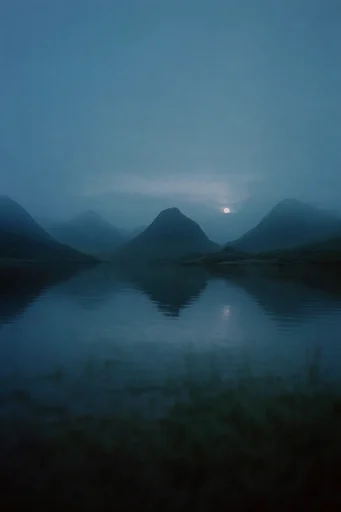 Ethereal Blue Solitude style reference image — monochromatic blue palette
