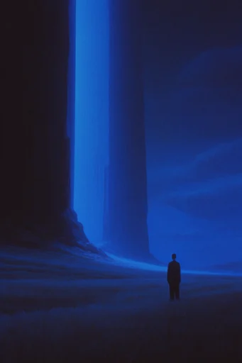 Monochromatic Cobalt Surrealism moodboard — generate AI images in this style