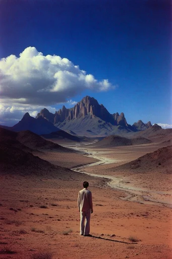 Analog Desert Surrealism style reference image — vintage 35mm film photography