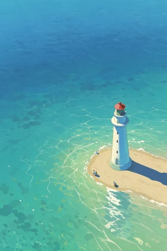 Luminous Coastal Graphicism style reference image — graphic cel-shaded illustration