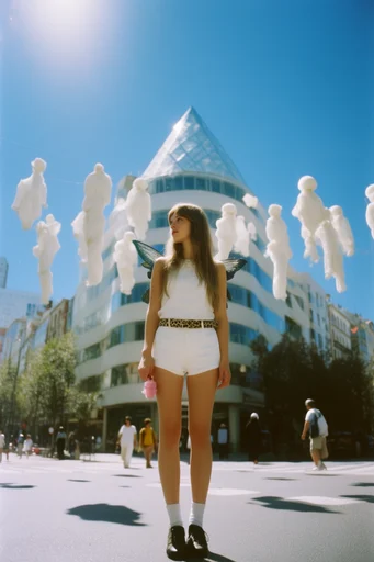 Skyward Surrealism Aesthetics style reference image — extreme low-angle perspective