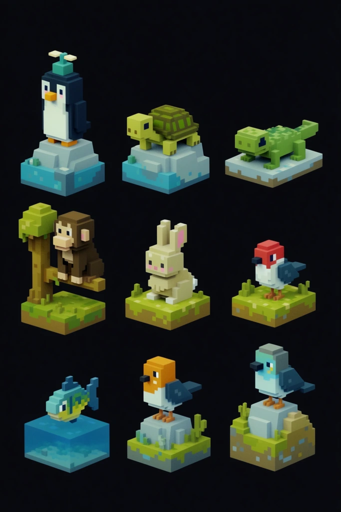 Isometric Voxel Narratives style AI image example 3