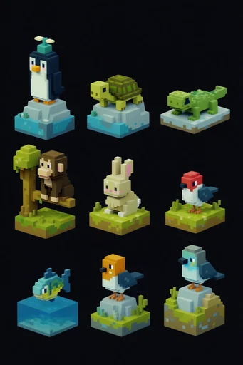 Isometric Voxel Narratives style AI image example 3