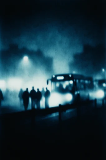 Nocturnal Cyanotype Noir style reference image — diffused hazy glow