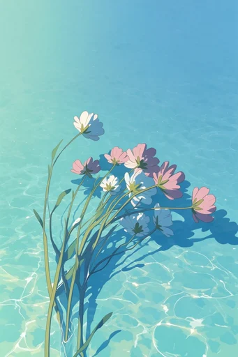 Luminous Coastal Graphicism style reference image — visible painterly brushstrokes