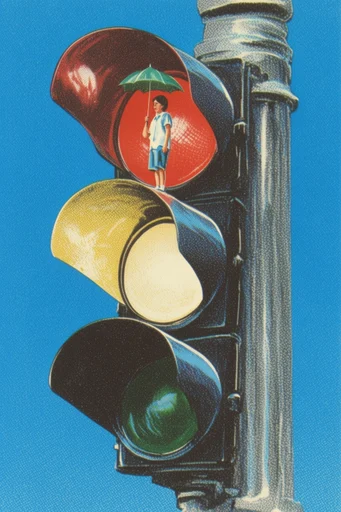 Surreal Retro Collage style reference image — surrealist photomontage