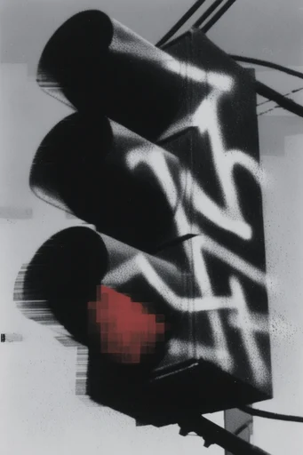 Monochrome Glitch Noir style reference image — pixel sorting