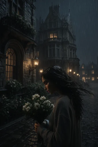 Atmospheric Gothic Noir style reference image — moody urban mystery