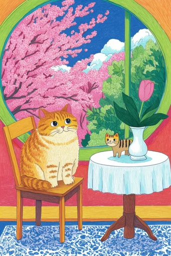 Whimsical Mediterranean Folk Narrative style reference image — flat perspective