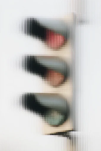 Fragmented Optical Surrealism style reference image — fluted glass refraction