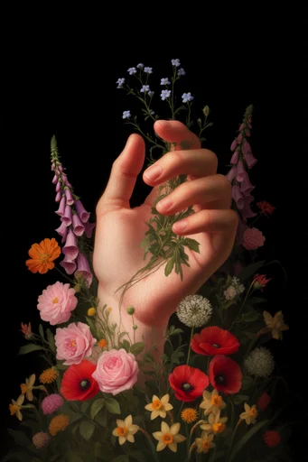 Luminous Botanical Chiaroscuro style reference image — dark dramatic background