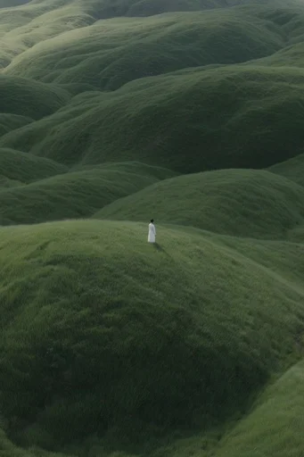 Surreal Verdant Topography style reference image — high-angle perspective