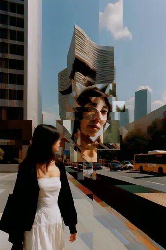 Fragmented Digital Cubism style reference image — fragmented portrait