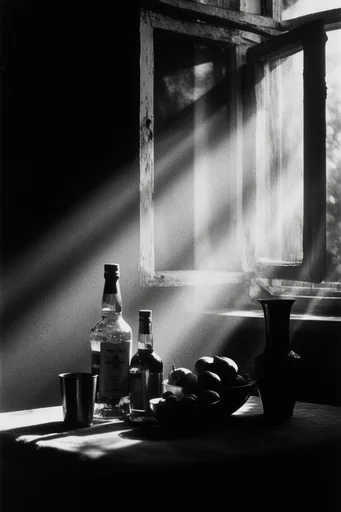 Cinematic Noir Chiaroscuro style reference image — high-contrast black and white
