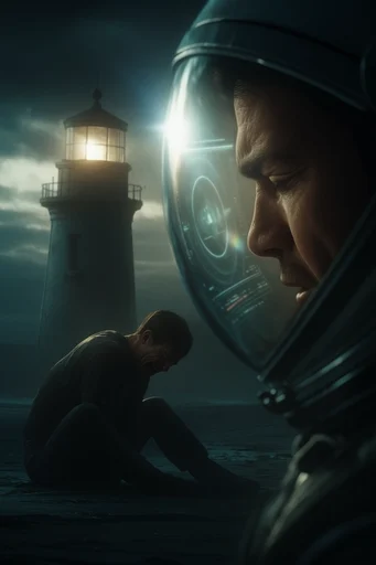 Cinematic Surveillance Noir style reference image — holographic HUD overlay