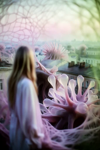 Luminous Organic Surrealism style reference image — translucent organic textures