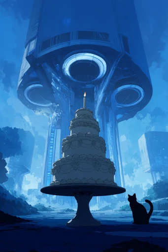 Celestial Cobalt Dreamscape style reference image — melancholic atmosphere