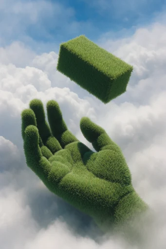 Minimalist Eco Surrealism style reference image — minimalist 3d render