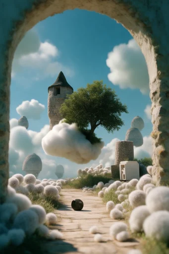 Surreal Pastoral Technicolor style AI image example 2