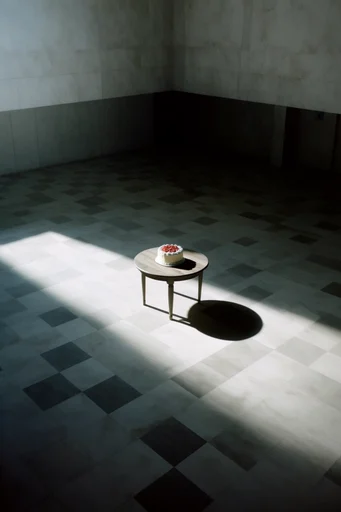 Minimalist Brutalist Chiaroscuro style reference image — cinematic urban composition
