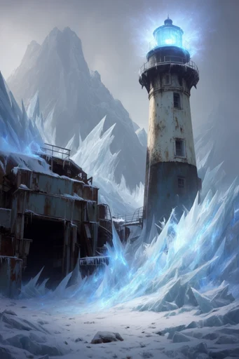 Frozen Industrial Reclamation style reference image — volumetric fog